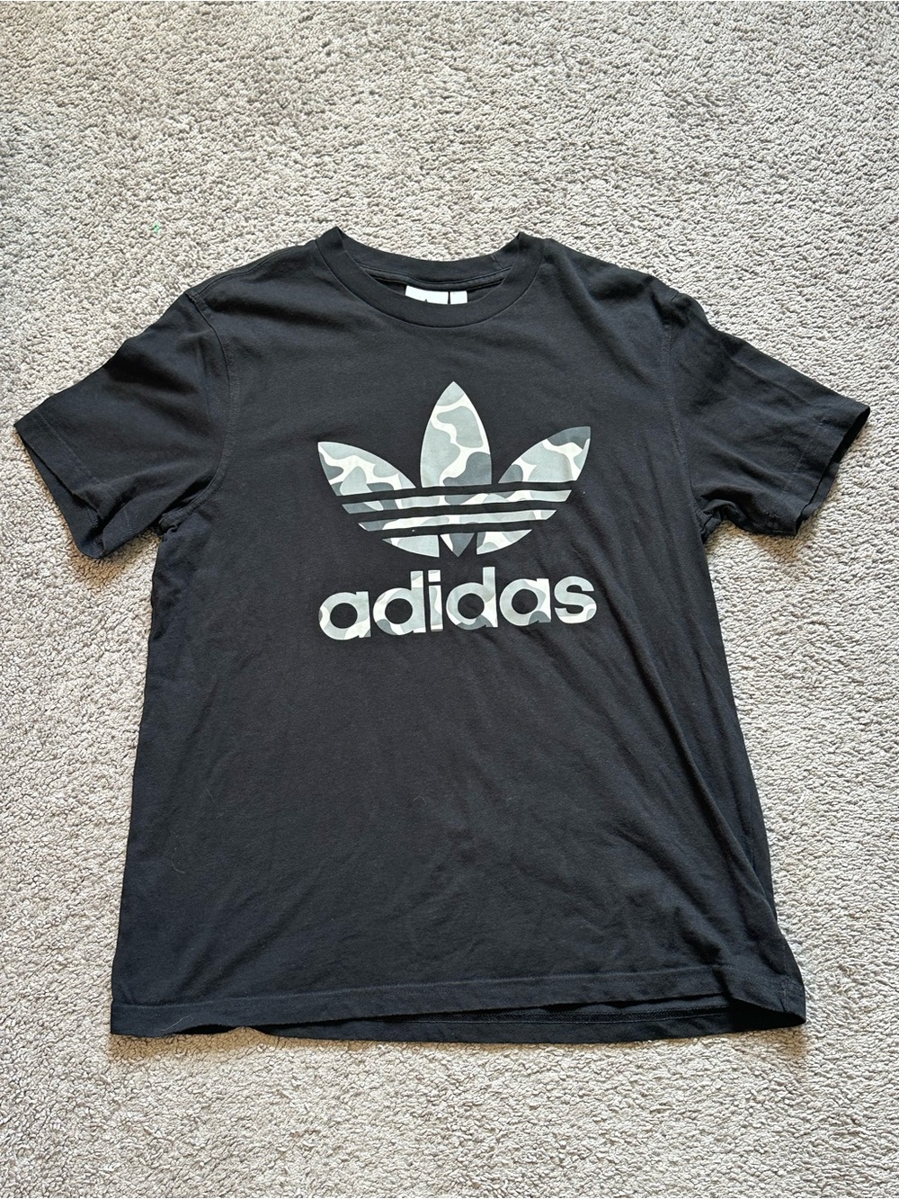 adidas Black Tee with Gray Camo Trefoil